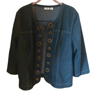 Cato Women's Denim Blazer With Metal Detail Size XL
